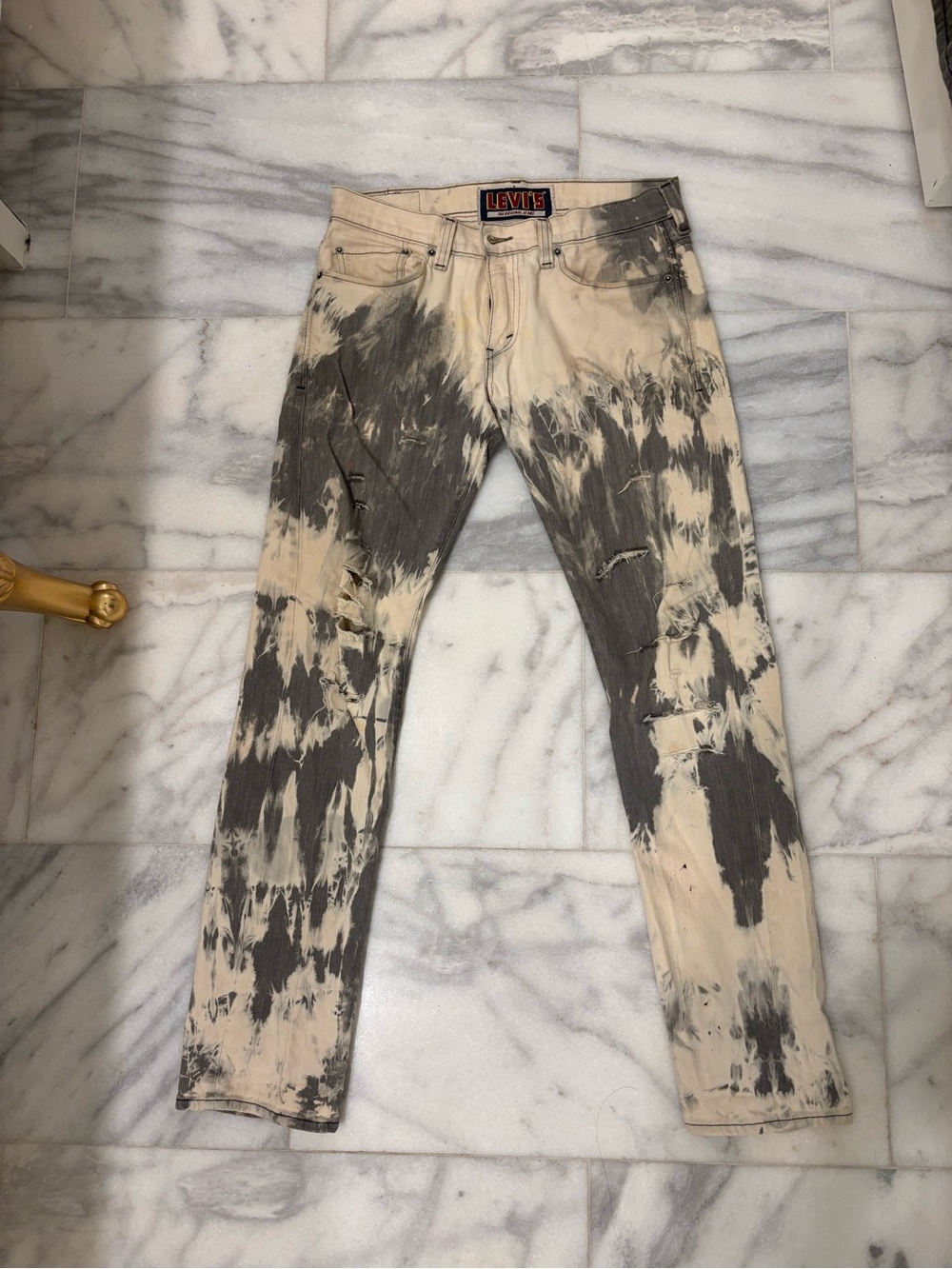 Levi's Men’s Tie-Dye Skinny Jeans - Beige & Black Wash